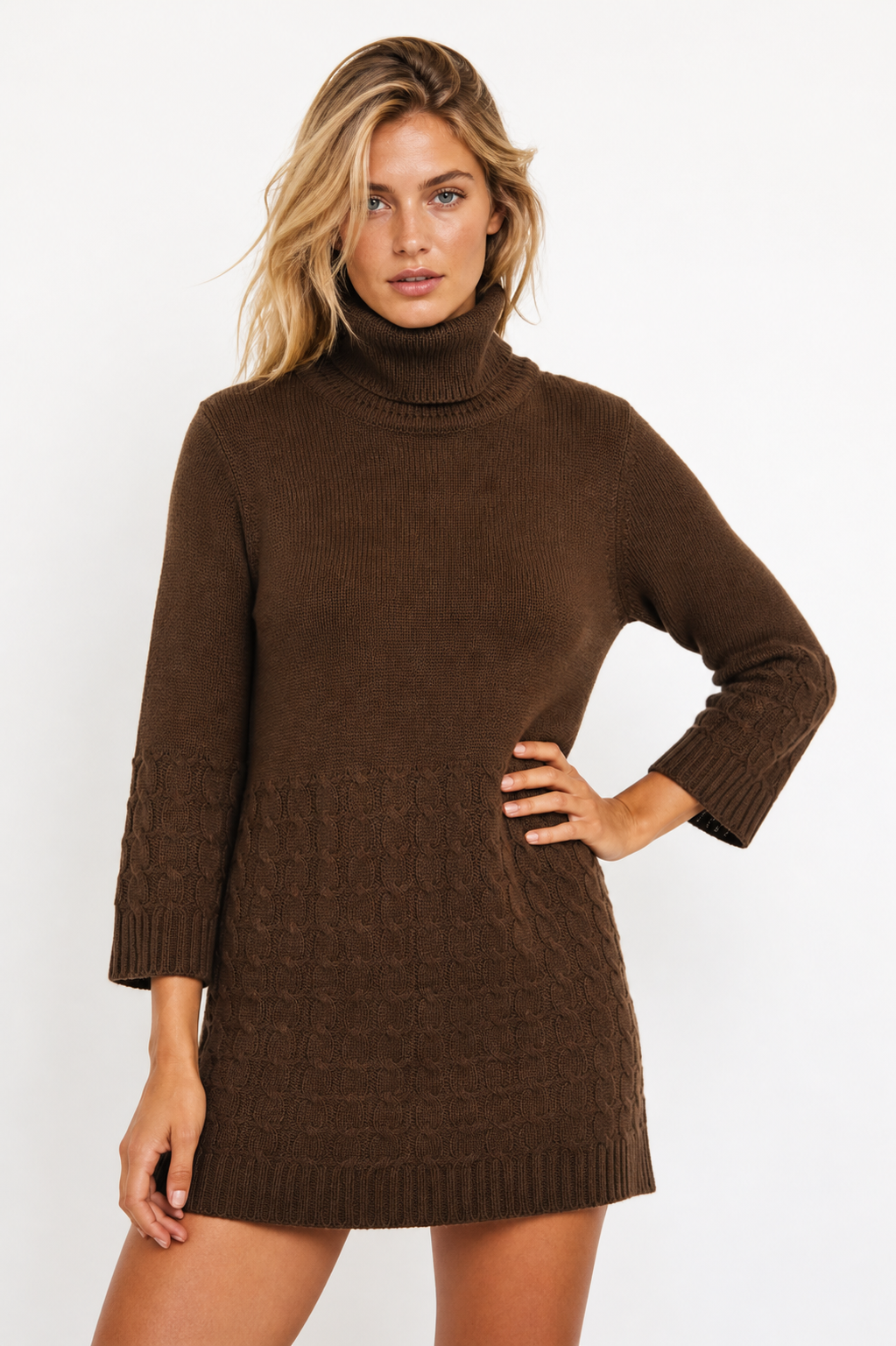 Ladies Cable Knit Sweater Dress