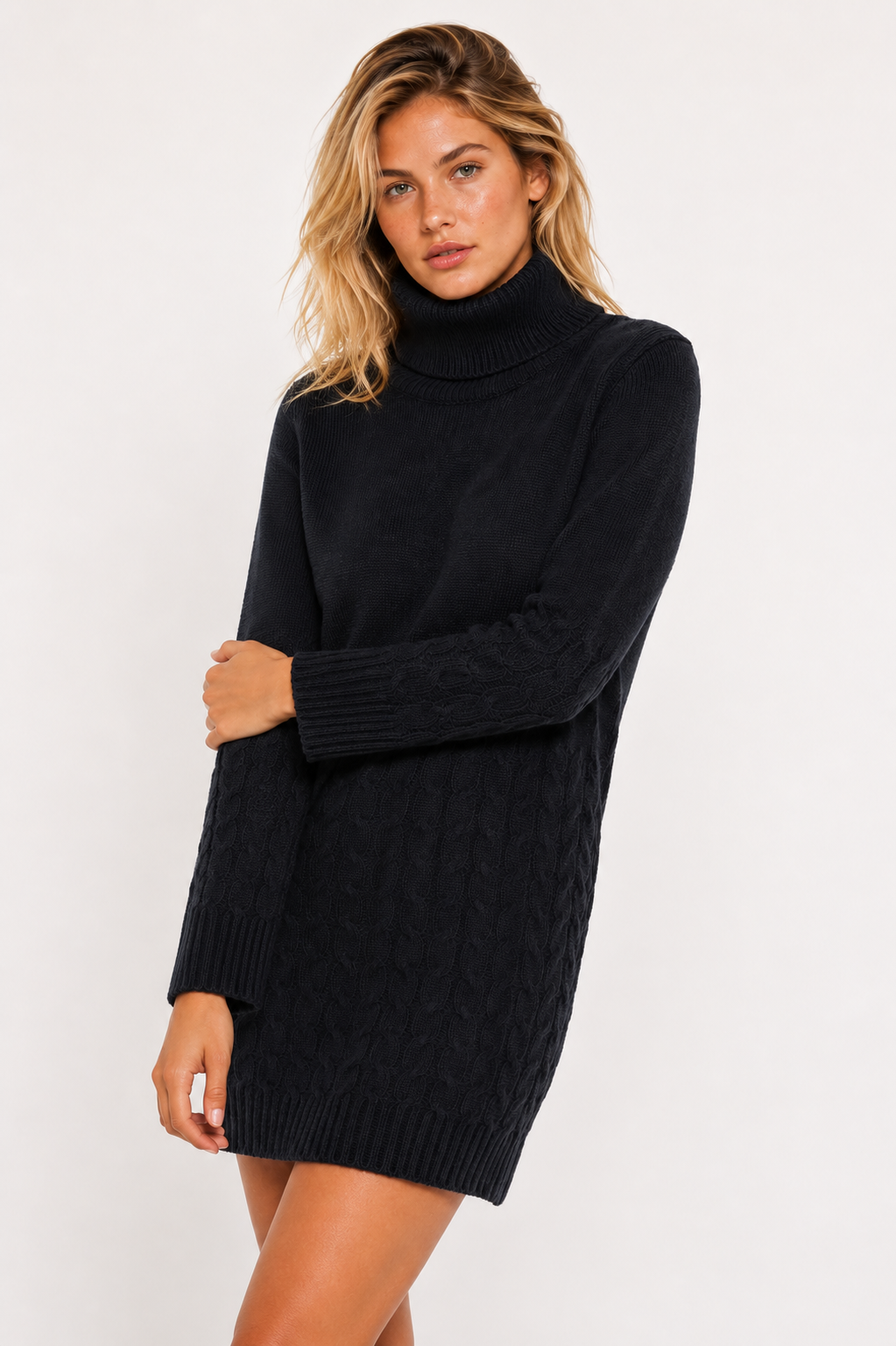 Ladies Cable Knit Sweater Dress
