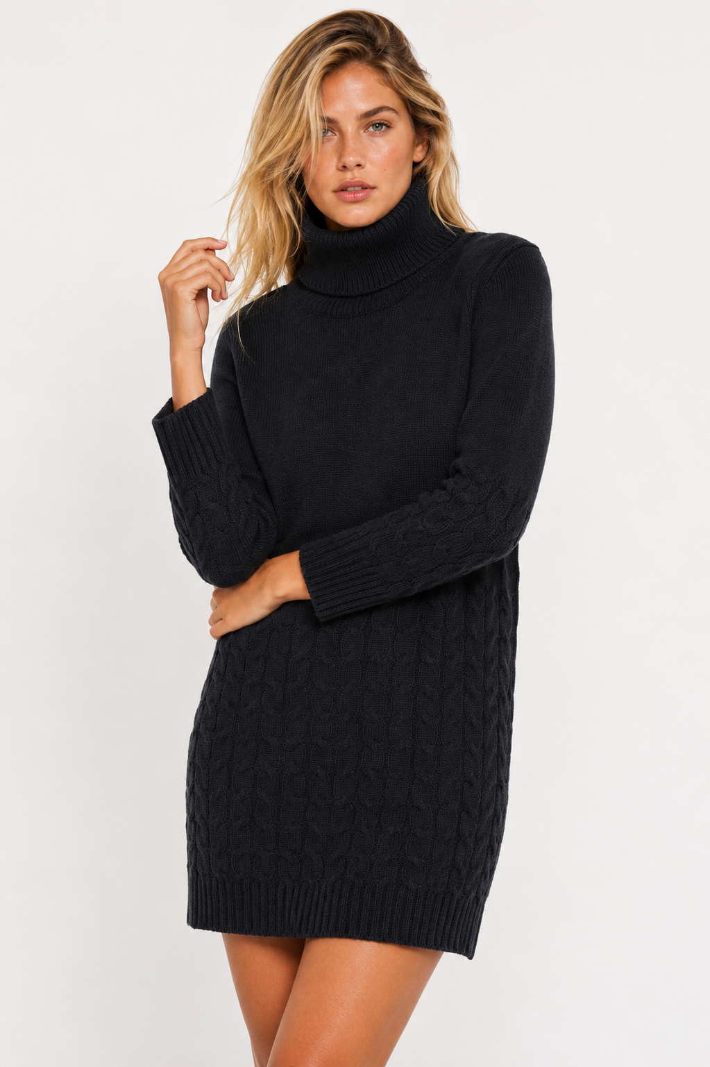 Ladies Cable Knit Sweater Dress