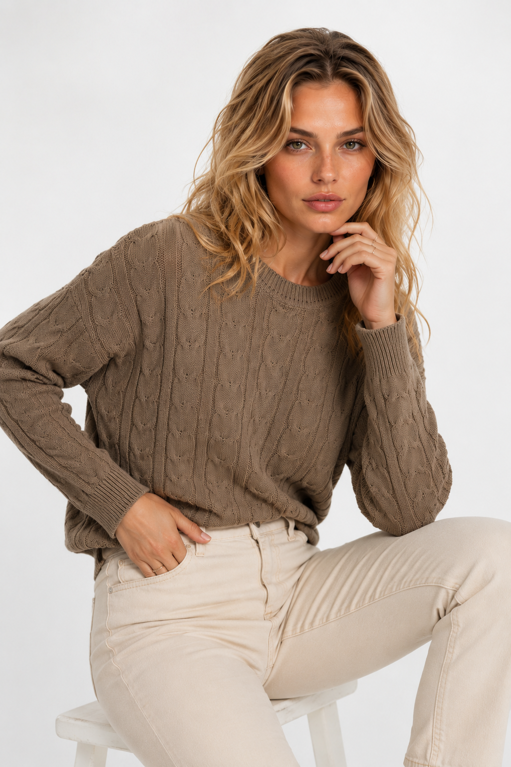 The Cropped Cable Knit Sweater