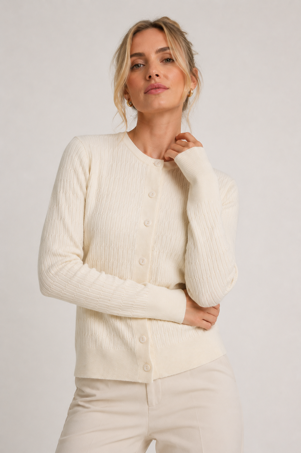 Cable Cardigan Cotton Sweater
